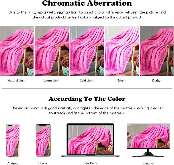 NEWCOSPLAY Super Soft Twin Blanket Pink Premium Silky Flannel Fleece 3D Waffle Checkered Lightweight Bed Blanket All Season Use (Hot Pink, Twin(60"x80"))