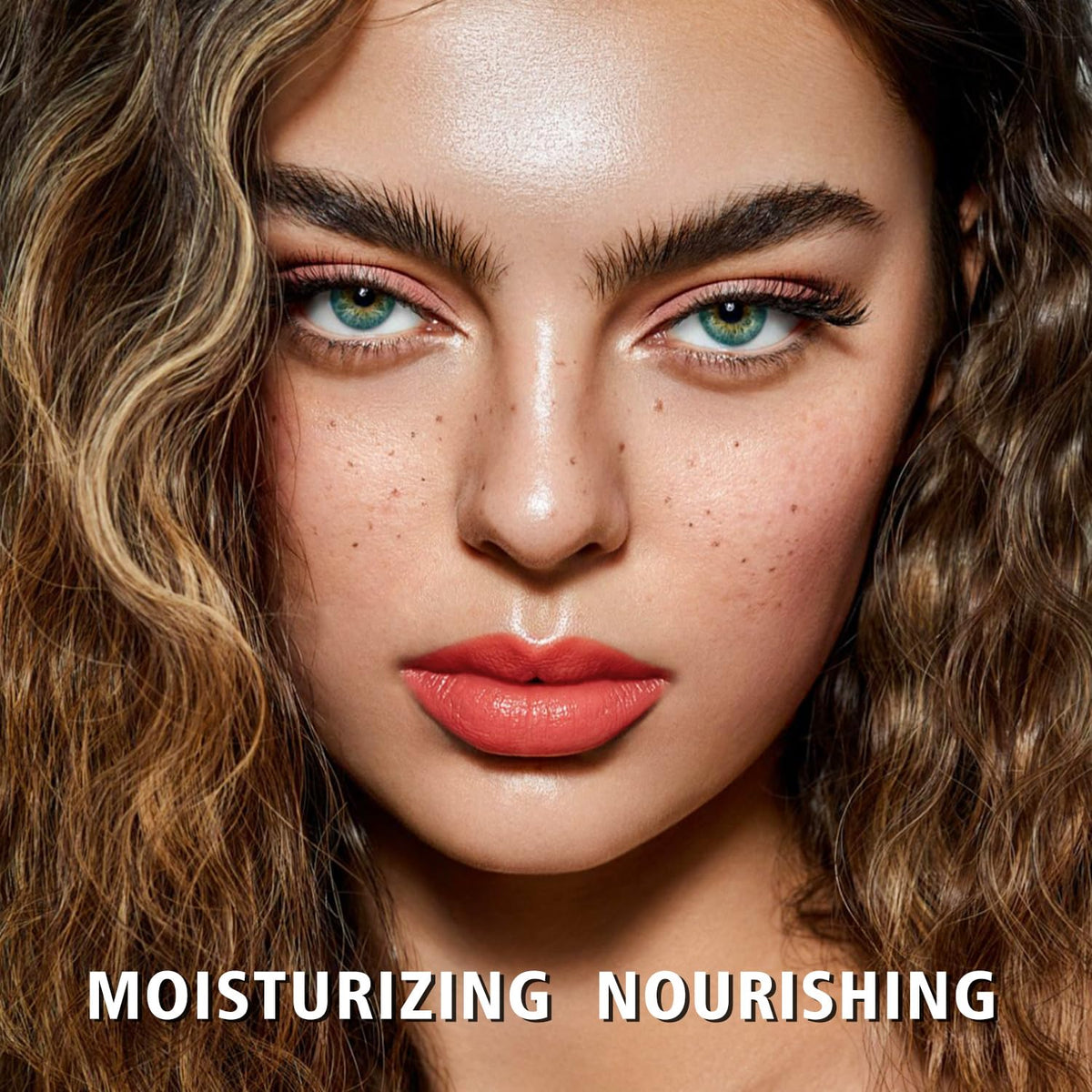 MAKI YIKA Moisture Coral Red Lipstick for Women Hydrate Lip Balm for Dry Cracked Lips Weightless Glossy Lip Color Juicy Finish,MA053 Coral Red