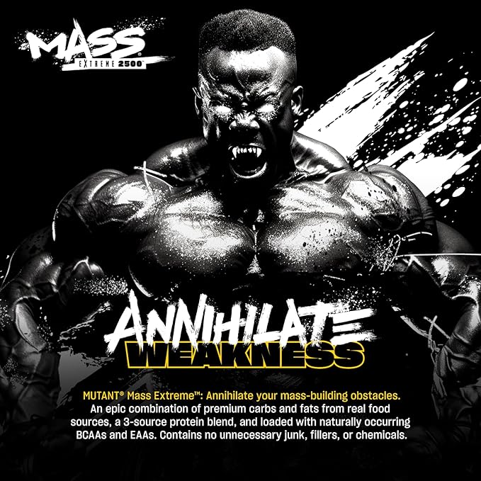 Mutant Mass Extreme Gainer – Whey Protein Powder – Build Muscle Size and Strength – High Density Clean Calories (Vanilla Ice Cream, 6 lbs)