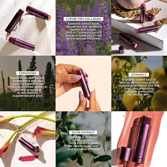Fitglow Beauty - Cloud Collagen Lipstick Matte Balm | Vegan, Woman-Owned Clean Beauty (Beet, 0.14 oz | 4 g)