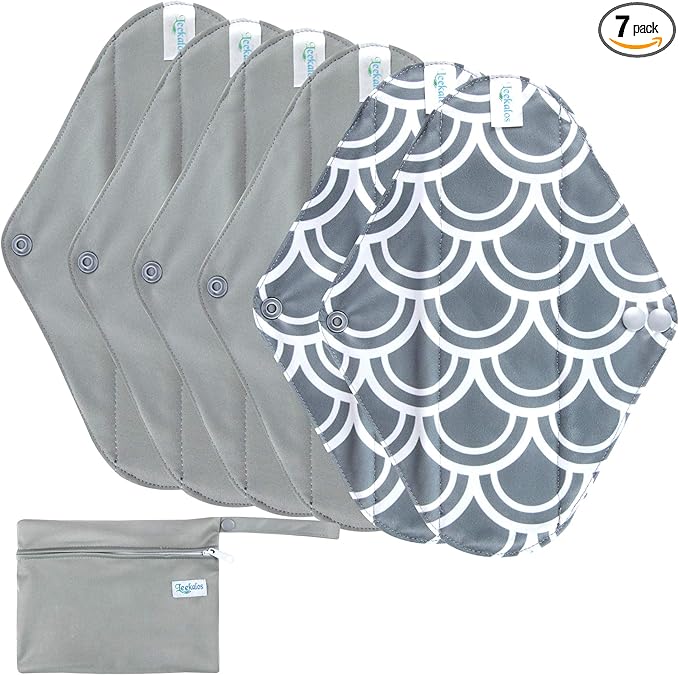 Leekalos Reusable Menstrual Pads - Bamboo Menstrual Cloth Pads | Light Incontinence Pads | Reusable Sanitary Pads - Pack of 6, 1 Cloth Mini Wet Bag