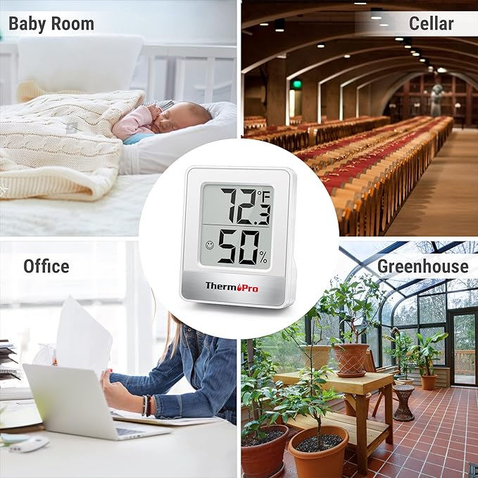 ThermoPro TP49 3 Pieces Digital Hygrometer Indoor Thermometer Humidity Meter Mini Hygrometer with Temperature and Humidity Monitor Outdoor and Room Thermometer