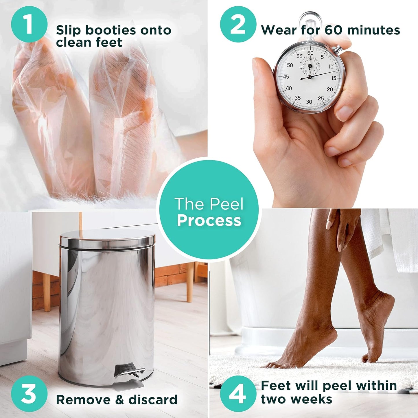 DERMORA Foot Peel Mask | Skin Exfoliating Foot Masks | Dry, Cracked Feet, Callus, Dead Skin Remover | Baby Soft Feet | Original Scent | Pack of 4 | Regular