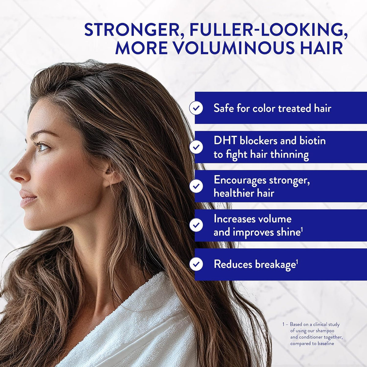 Routine Wellness Anti-Thinning Shampoo and Conditioner Set for Thinning Hair - Biotin DHT Blocker Women & Men - Color Safe Shampoo for Hair Loss & Healthier Hair - Peony & Pomegranate (Pack of 2)