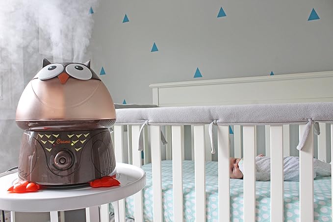 Crane Animal Humidifier for Bedroom, Ultrasonic Cool Mist for Baby Nursery, Adjustable Settings, Auto Shut-Off, Owl
