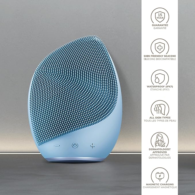 SmartAppGuided™ Sonic Facial Brush 5 in 1 | Vibrating Electric Facial Cleansing Brush | Soft Silicone Brush | Professional Facial Cleanser | Skin Cleanser & Exfoliator | Face Massager