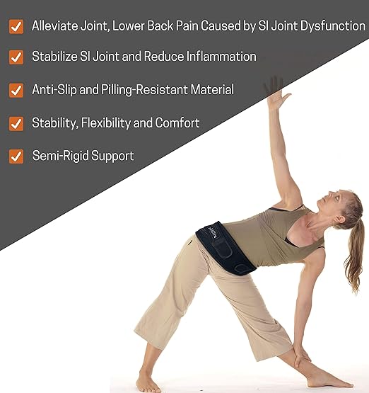 Sacroiliac Hip Belt for Women and Men That Alleviates Sciatic, Pelvic, Lower Back, Leg and Sacral Nerve Pain Caused by Si Joint Dysfunction| Trochanter Brace (Plus, Black)