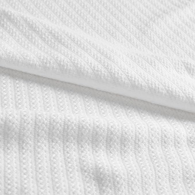 Madison Park - BL51N-0613 Liquid Cotton Luxury Blanket Premium Soft Cozy 100% Ring Spun Cotton For Bed , Couch or Sofa, King, White