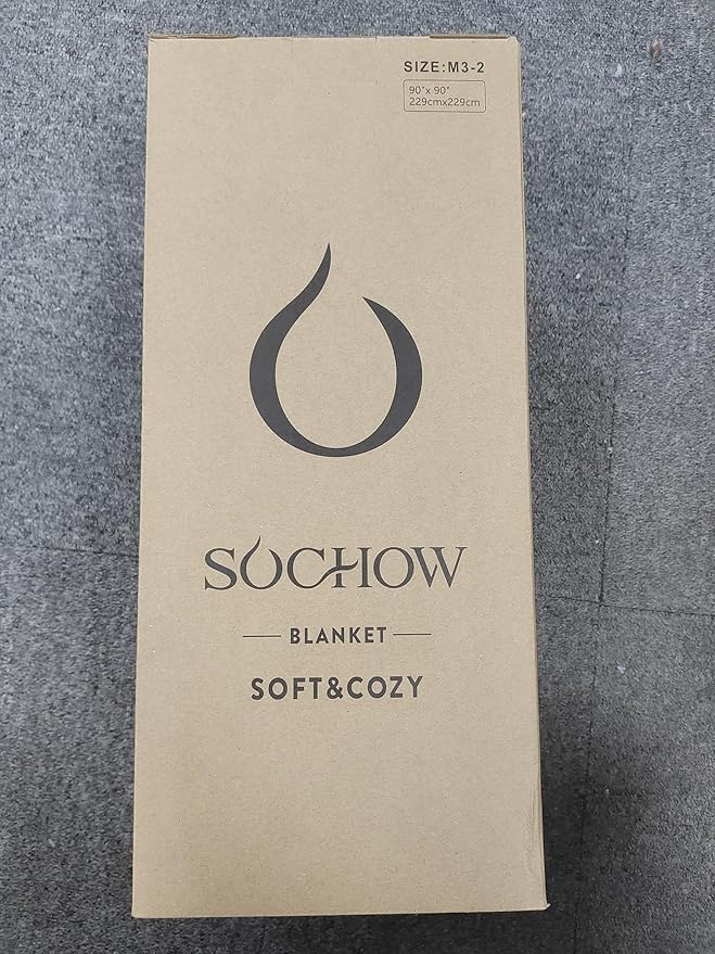 SOCHOW Sherpa Plaid Fleece Throw Blanket, Double-Sided Super Soft Luxurious Bedding Blanket 90 x 90 inches, Grey