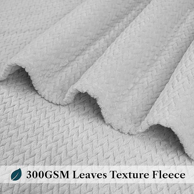 PAVILIA Soft Fleece Light Grey Throw Blanket for Couch, Lightweight Plush Warm Blankets for Bed, Fuzzy Cozy Flannel Blanket Throw for Sofa, Travel, Jacquard Pattern, Light Gray, Twin, 60x80 inch