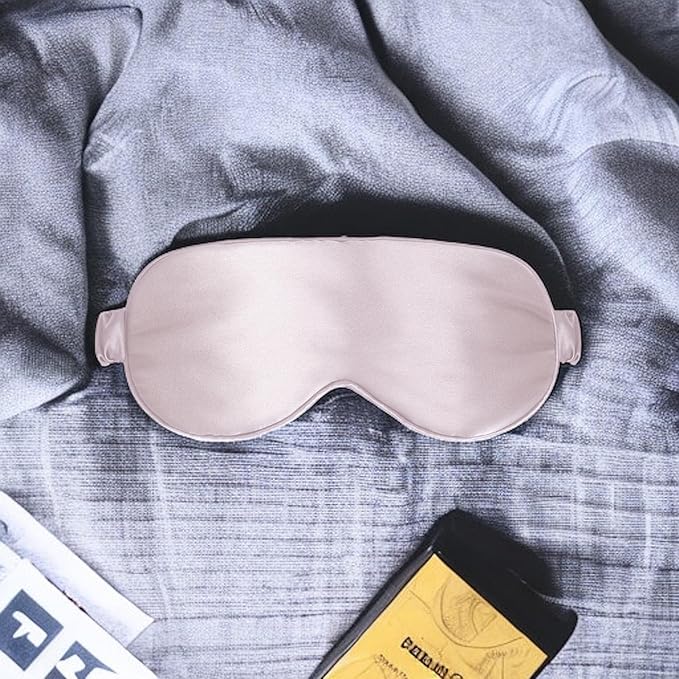 Adjustable Silk Sleep Mask Eye Covers | 100% Pure 6A Mulberry Silk | Blackout & Hypoallergenic | Concealed Strap for Women & Men | for Sleeping & Travel (Pink)