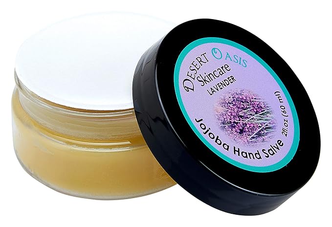 Lavender Hand Salve with over 50% Jojoba Oil plus 2 Organic Lavender Lip Balms with over 70% Jojoba Oil. 100% Natural. By Desert Oasis Skincare (1 fl oz/29 ml)