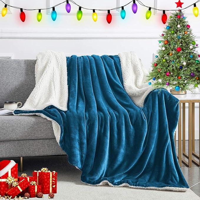 IR Imperial Rooms Teal Sherpa Blankets Queen Size for Bed - Wholesale Bulk Pack of 9 Sherpa Blankets - Soft Fluffy Throw Blanket for Hotels, Guest Bedroom, 90x90 Inches