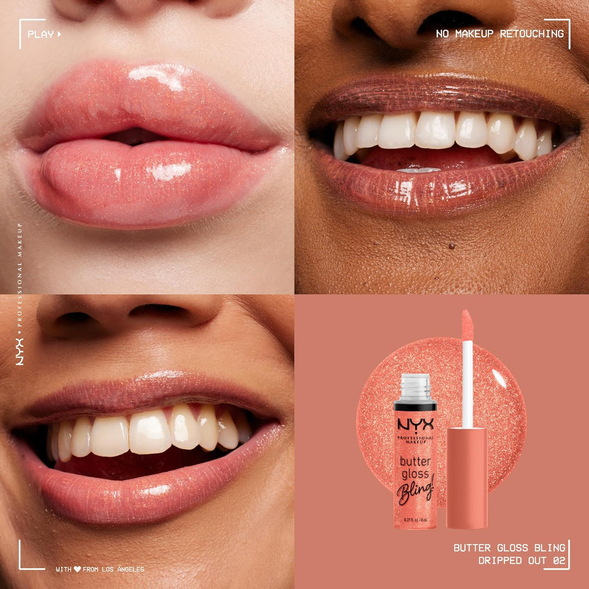 NYX Professional Makeup Butter Gloss Bling Lip Gloss, Non Sticky and Shiny Vegan Lip Makeup - Dripped Out