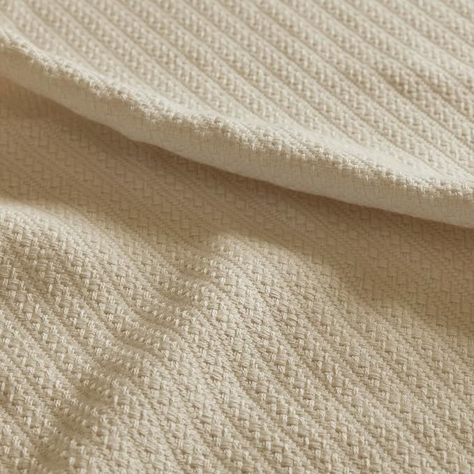 Madison Park Liquid Cotton Luxury Blanket Premium Soft Cozy 100% Ring Spun Cotton For Bed , Couch or Sofa, Full/Queen, Linen