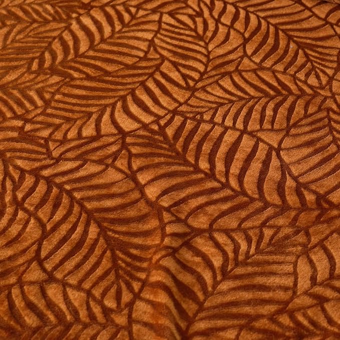 SOCHOW Super Soft Flannel Fleece Bed Blanket, Lightweight Cozy Warm Leaves Textured Plush Blanket as Bedspread Coverlet Bed Cover for All Seasons, 90 x 90 Inches, Caramel