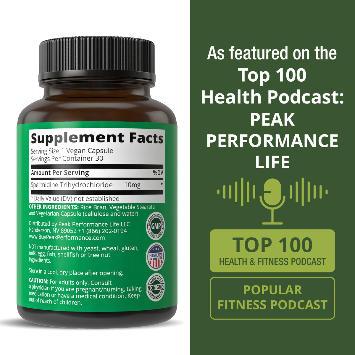 Spermidine Supplement Ultra High Strength Standardized to 99% Spermidine Trihydrochloride. More Potent Than Wheat Germ Extract. Vegan Capsules for Healthy Aging, Longevity. USA Tested Supplements