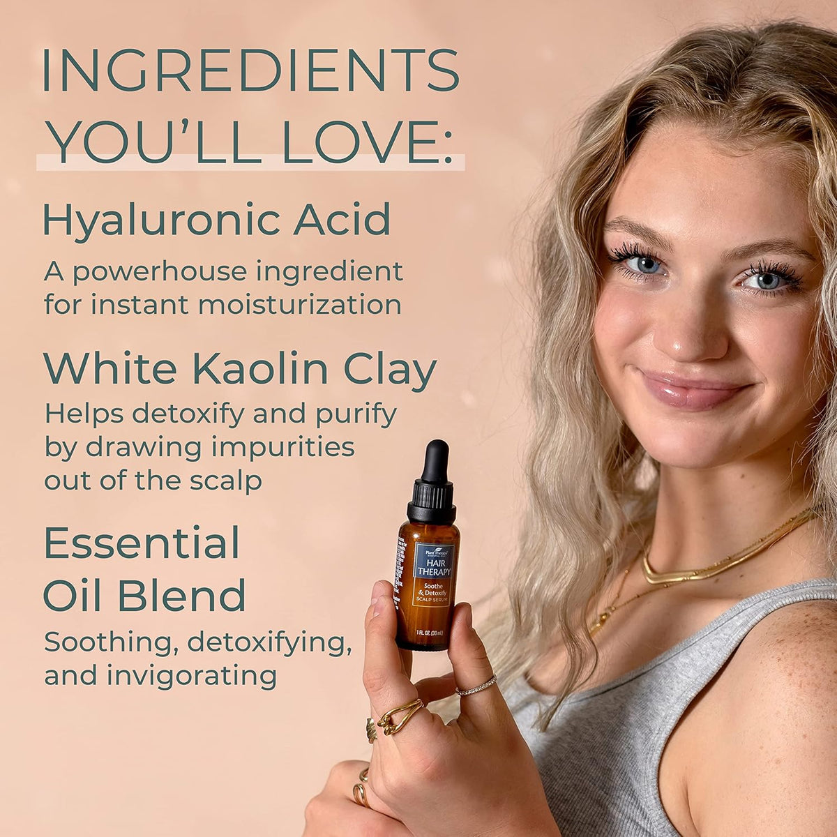 Plant Therapy Hair Therapy Soothe & Detoxify Scalp Serum 1 oz with Hyaluronic Acid & Essential Oils, Remove Product Buildup, Balance Oils, and Stimulate Circulation