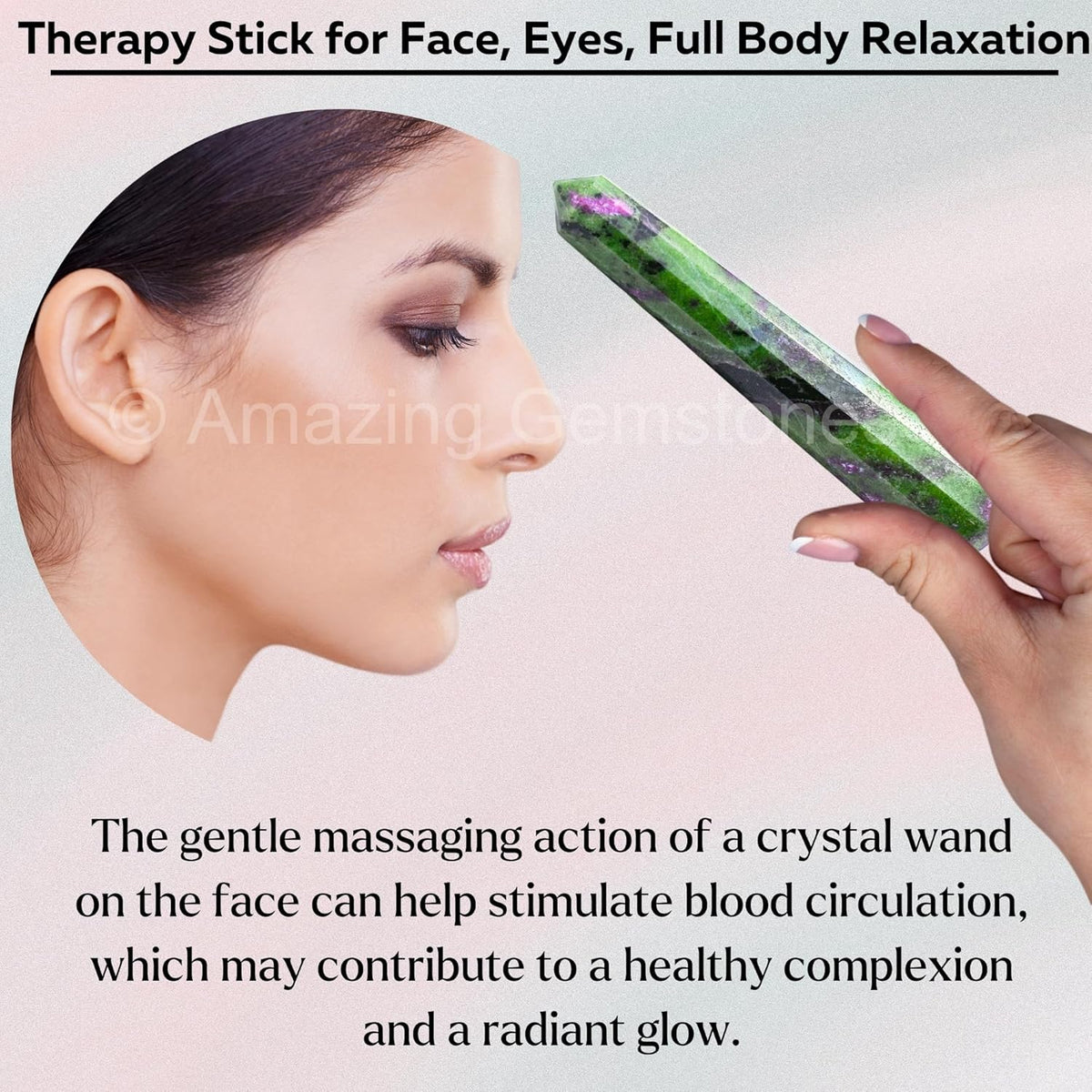Amazing Gemstone Ruby Zoisite Crystal Wand Massage Stick - Pelvic Wand Gua Sha for Adults - Crystals and Healing Stones Massage Wands for Adults Gifts (Pointed)