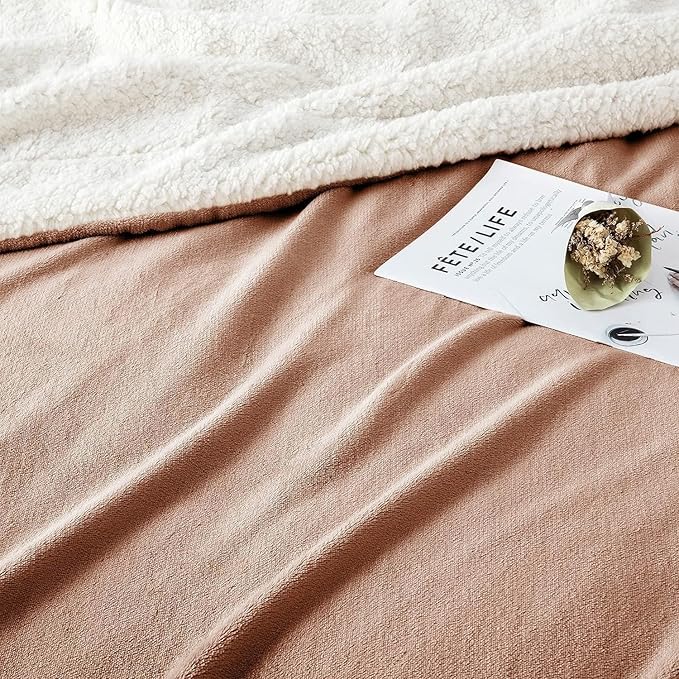 IR Imperial Rooms Camel Sherpa Blankets Queen Size for Bed - Wholesale Bulk Pack of 9 Sherpa Blankets - Soft Fluffy Throw Blanket for Hotels, Guest Bedroom, 90x90 Inches