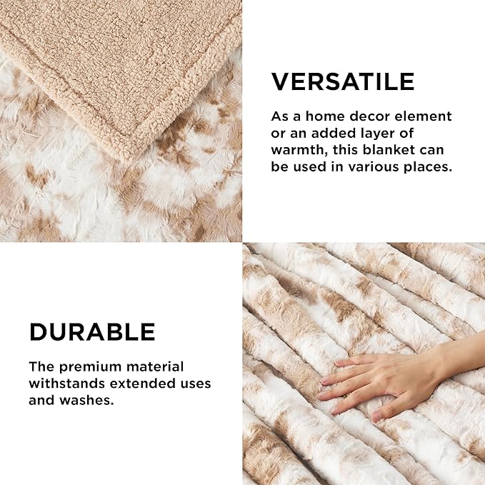 Bedsure Sherpa Blanket Twin Size - Soft, Fuzzy & Fluffy Faux Fur - Warm, Cozy Blanket for Couch, Sofa and Bed, Beige, 60x80 Inches