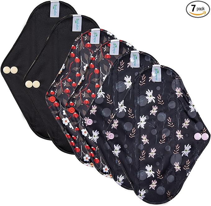 Leekalos Reusable Menstrual Pads - Bamboo Menstrual Cloth Pads | Light Incontinence Pads | Reusable Sanitary Pads - Pack of 6, 1 Cloth Mini Wet Bag