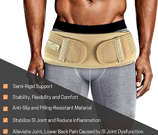 Sacroiliac Hip Belt for Women and Men That Alleviates Sciatic, Pelvic, Lower Back, Leg and Sacral Nerve Pain Caused by Si Joint Dysfunction| Trochanter Brace (Plus, Nude)