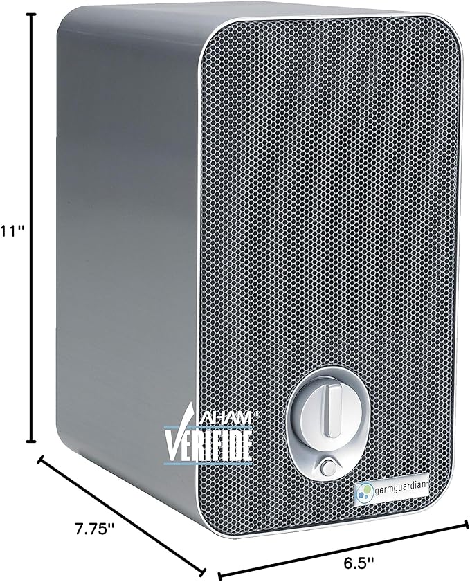 GermGuardian Air Purifier with HEPA Filter, Removes 99.97% of Pollutants, Covers up to 338 Sq. Foot Room in 1 Hr, UV-C Light Helps Reduce Germs, Zero Ozone Verified, 2-Pack, 11", Silver, AC41002PK