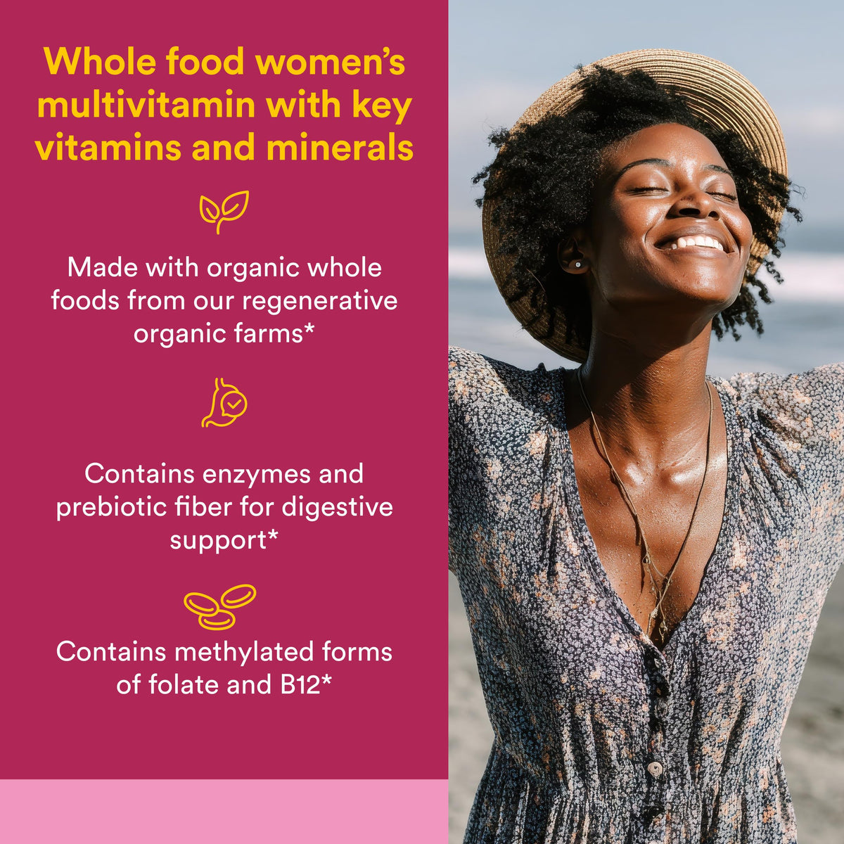 Natural Factors Whole Earth & Sea Women’s Once Daily Multivitamin & Mineral - Whole-Food Formula with Iron, Methylated B12, Folate, Vitamin D3, K2, Biotin & More - 60 Vegetarian Capsules (60 Servings)