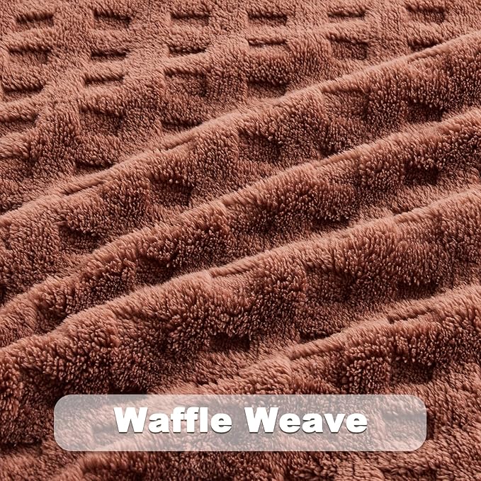 NEWCOSPLAY Super Soft Throw Blanket Coffee Premium Silky Flannel Fleece 3D Waffle Checkered Lightweight Bed Blanket All Season Use (Coffee, Throw(50"x70"))