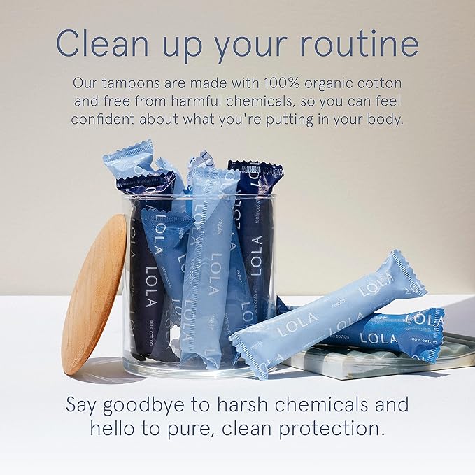 LOLA Organic Cotton Tampons, 8 Count - Tampons Regular, Period Feminine Hygiene Products, HSA FSA Approved Products Feminine Care…