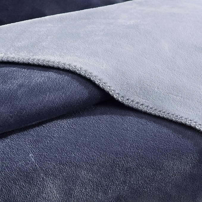 Calvin Klein - Twin Blanket, Super Soft Plush Bedding, Luxury Bed Blanket, Oeko-Tex Certified (Modern Reversible Solid Blue, Twin)