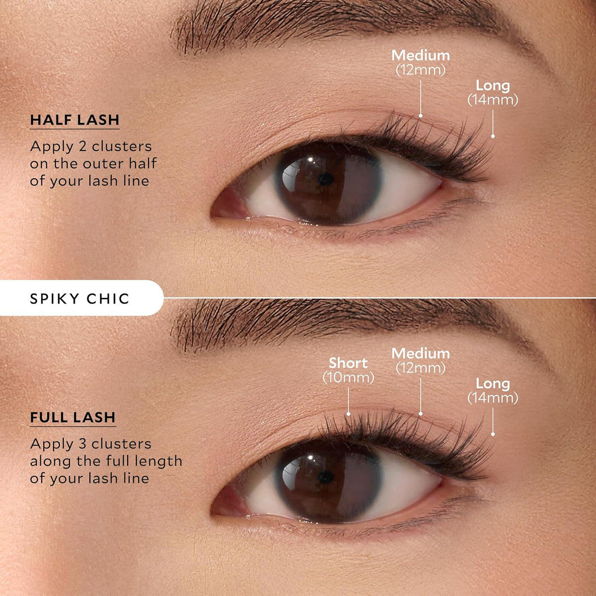Velour-Xtensions™ Self-Stick Lash Clusters Kit, Self Adhesive Eyelashes, Includes 12 Eyelash Clusters & Applicator, Comfortable & Lightweight Lash Extensions (Spiky Chic)
