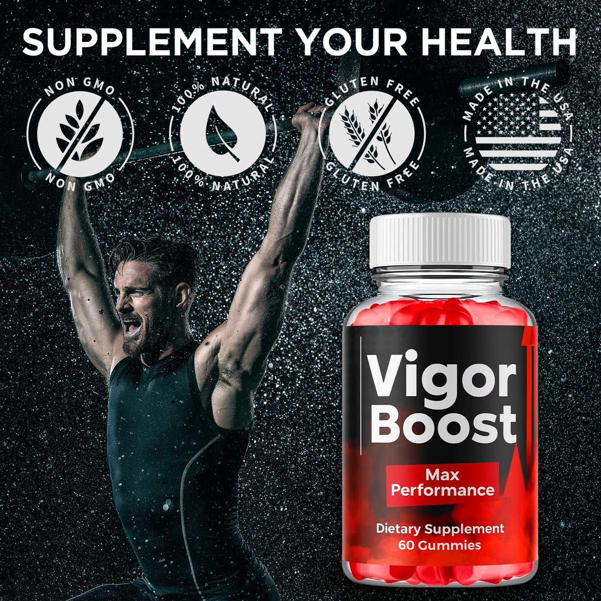 (3 Pack) Vigor Boost Gummies for Men, VigorBoost Male Support Gummys with Natural Ingredients, Advanced Vigor Boost Maximum Strength Premium Vitamin Gummy for Men's Health and Wellness (180 Gummies)
