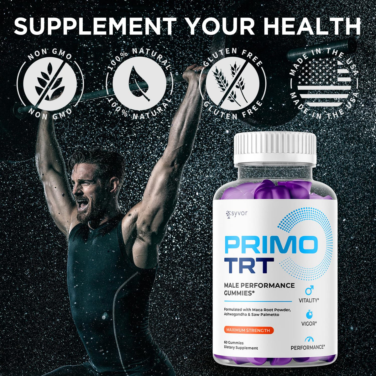 (2 Pack) Primo TRT Gummies for Men, Official Primo TRT Male Performance Gummys with Maximum Strength Ingredients, Advanced PrimoTRT Male Health Support Supplement with Premium Vitamins (120 Gummies)