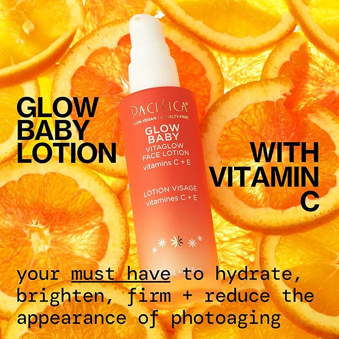 Pacifica Beauty Glow Baby VitaGlow Face Lotion and Brightening Face Wash Set, Skincare, Vitamin C and E, AHA, Exfoliator, Cleanser, Hydrating, Moisturizer, Vegan, 1.7 fl oz and 5 fl oz (Set of 2)