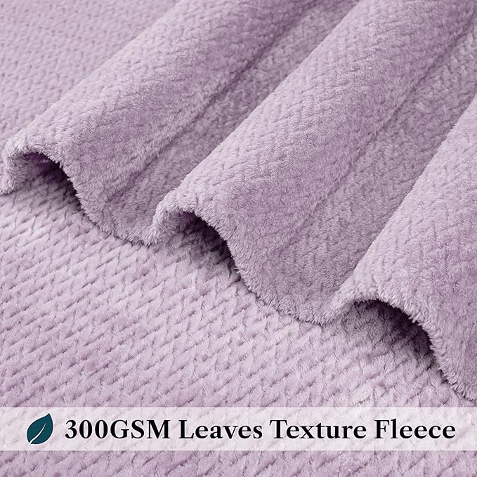 PAVILIA Soft Fleece Lavender Lilac Throw Blanket for Couch, Lightweight Plush Warm Blankets for Bed, Fuzzy Cozy Flannel Blanket Throw for Sofa, Travel, Jacquard Pattern, Light Purple, Twin, 60x80 inch