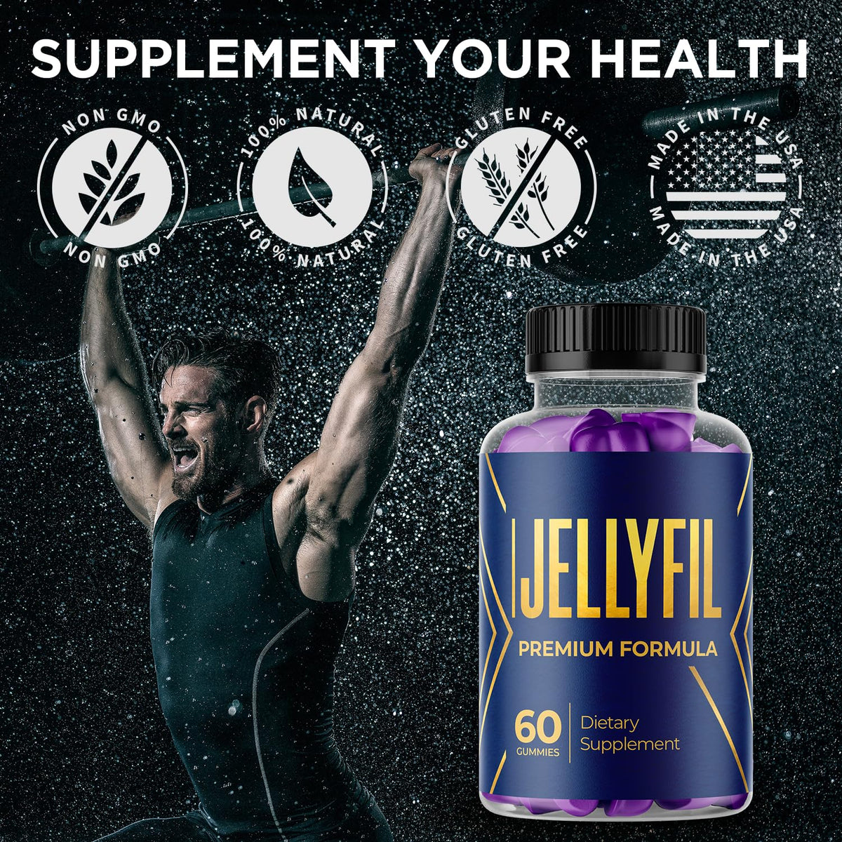 Jellyfil Gummies, Jellyfil Gummys for Men with All Natural Ingredients, Max Strength Supplement with Premium Vitamins Supporting Optimal Wellness and Advanced Health Naturally (60 Gummies)
