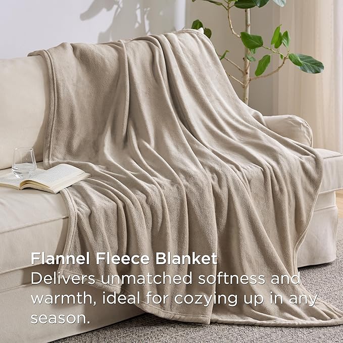 Bedsure King Comforter Set Beige, 8 Pieces Prewashed King Size Bed in a Bag with Soft Fleece Bed Blanket, Down Alternative Bedding Set for All Seasons, Sheets, Pillowcases & Shams