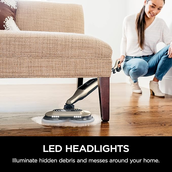 Shark S7001 Mop, Scrub & Sanitize at The Same Time, Designed for Hard Floors, with 4 Dirt Grip Soft Scrub Washable Pads, 3 Steam Modes & LED Headlights, Gold
