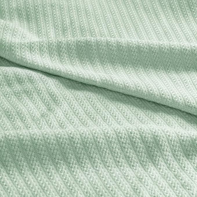 Madison Park Liquid Cotton Luxury Blanket Premium Soft Cozy 100% Ring Spun Cotton For Bed , Couch or Sofa, Twin, Sea Foam