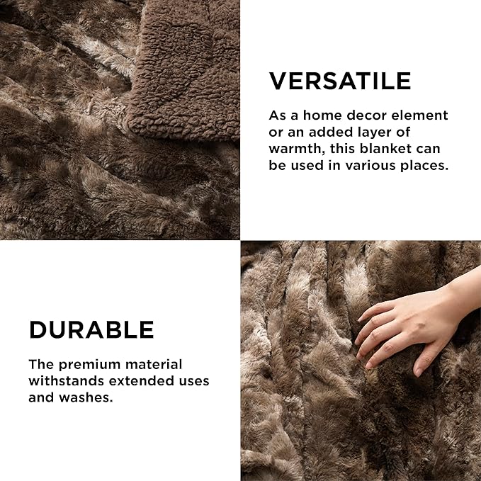 Bedsure Sherpa Blanket - Soft, Fuzzy & Fluffy Faux Fur - Warm, Cozy Throw Blanket for Couch, Sofa and Bed, Tie Dye Design, Brown, 50x60 Inches