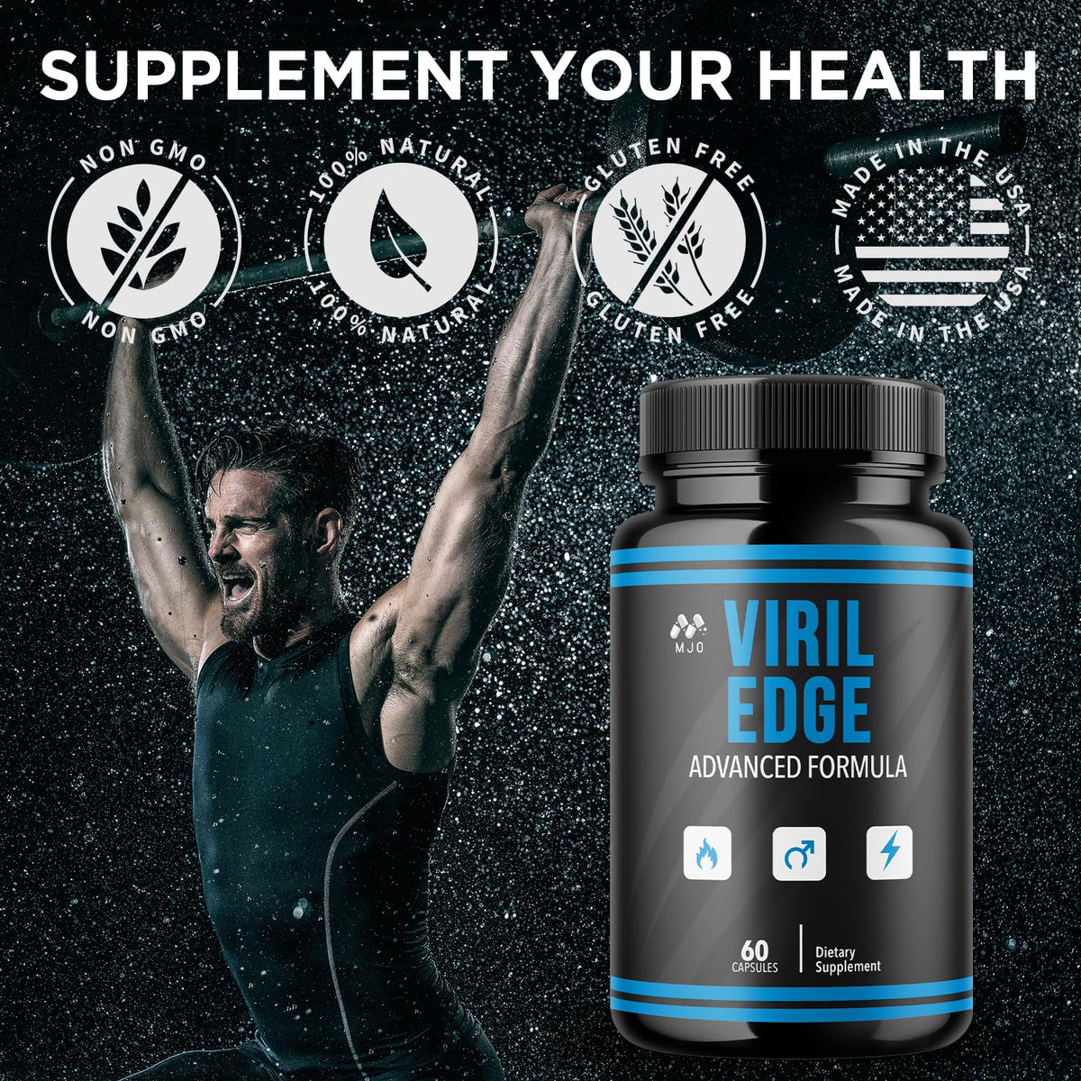 (2 Pack) Viril Edge Capsules, Official Viril Edge Pills for Men with All Natural Ingredients, Maximum Strength Supplement Premium Vitamins Supporting Optimal Wellness & Advanced Health (120 Capsules)