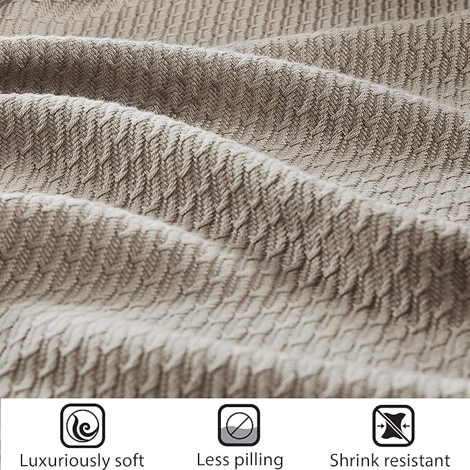 Madison Park Soft Certified 100% Egyptian Cotton Breathable Cozy Blanket, Premium Waffle Knit Classic Design, Luxury All Season Lightweight Cover for Bed, Couch and Sofa, Khaki Twin(66"x90")