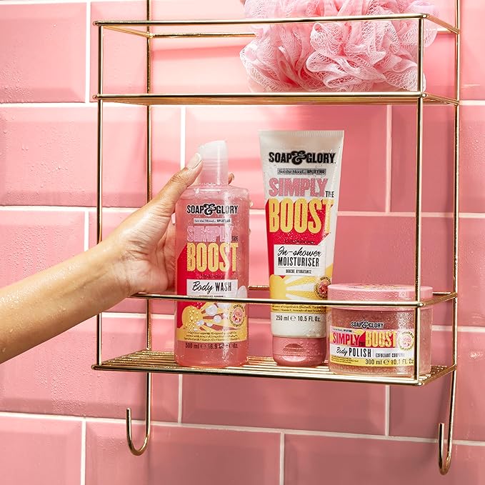 Soap & Glory Simply The Boost Exfoliating Body Scrub - Smoothing & Buffing Body Scrub - Body Polish with Vitamin B5, Vitamin C, & Vitamin E (300ml)