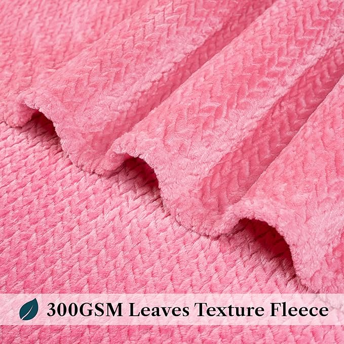 PAVILIA Soft Fleece Hot Pink Throw Blanket for Couch, Lightweight Plush Warm Blankets for Bed, Fuzzy Cozy Flannel Blanket Throw for Sofa, Travel, Jacquard Pattern, Hot Pink, Twin, 60x80 inch