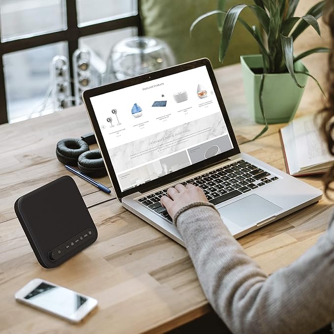 Pure Enrichment Wave Premium Sleep Sound Machine with USB Charger - Seamless Looping with 6 Soothing All-Natural Sounds, & Auto-Off Timer - Easily Portable for Travel (Black) Patented Design