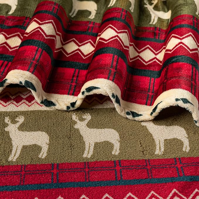 Pavilia Soft, Plush, Warm Winter Cabin Throw - Twin 60x80, Red Christmas Holiday Fleece Blanket