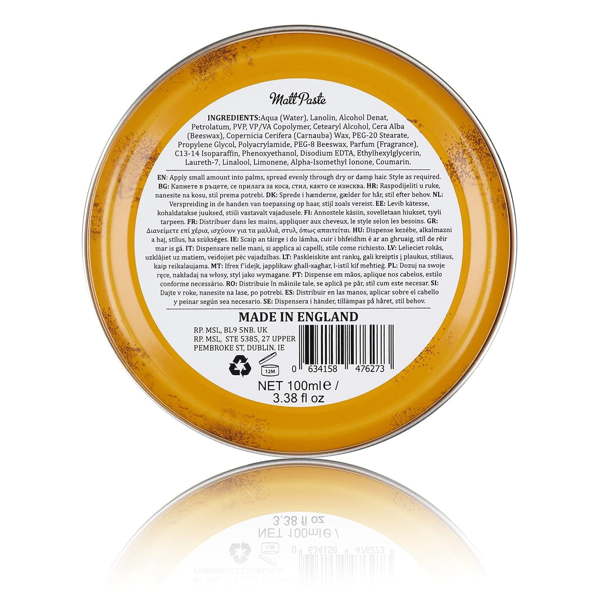 Dapper Dan Matt Paste, High Hold Low Shine Hair Paste for Men, Versatile Hair Product with Flexible Hold for All Styles, Vintage Cologne Fragrance, 2 x 3.38 fl oz