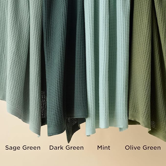 Bedsure 100% Cotton Large Blanket Oversized King for Bed - Breathable Waffle Weave Blanket for Summer Spring, Couch Cover, Sage Green, 120x94 inches